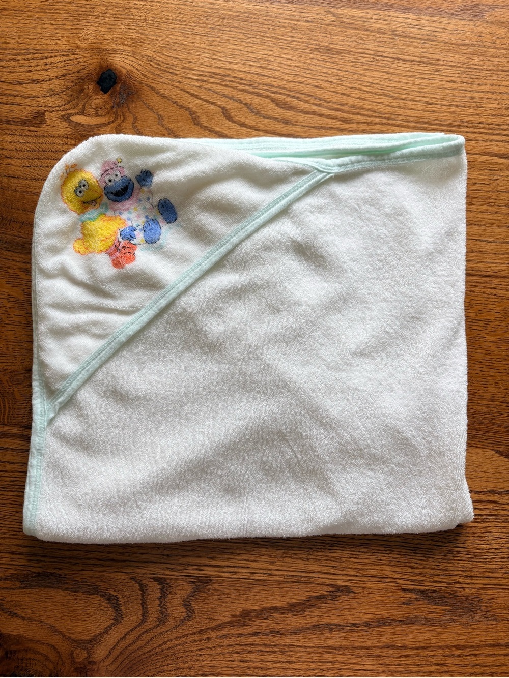 Vintage Sesame Street White Reigel style Hooded Baby Towel